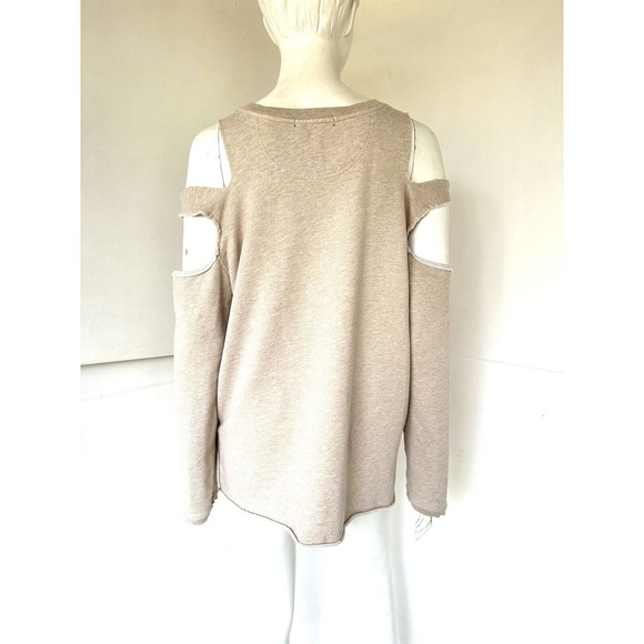 Sanctuary park slope cold slashed shoulder sweatshirt M beige - Picture 5 of 6